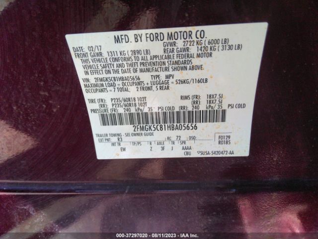 2FMGK5C81HBA05656 Ford FLEX SEL