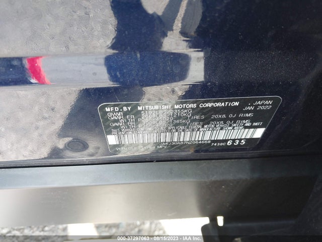 JA4J3UA87NZ064668 Mitsubishi Outlander Se