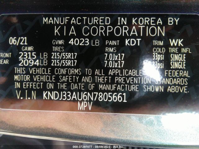 KNDJ33AU6N7805661 KIA SOUL EX