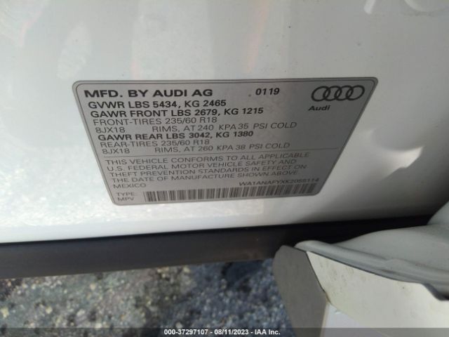 WA1ANAFYXK2055114 Audi Q5 PREMIUM