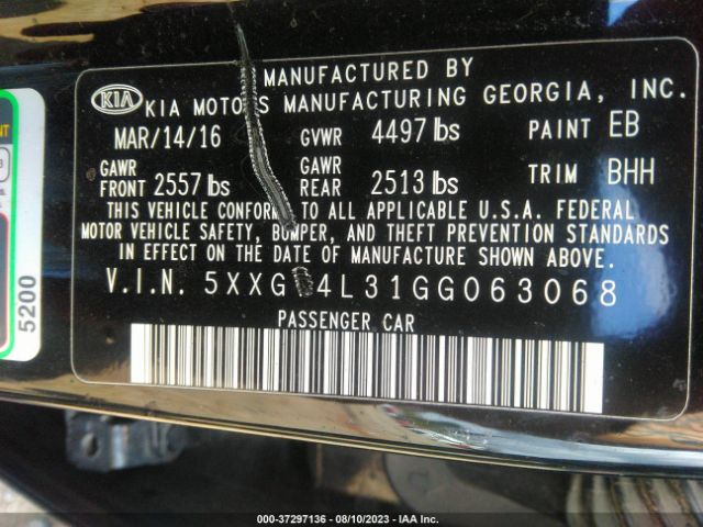 5XXGT4L31GG063068 KIA Optima Lx