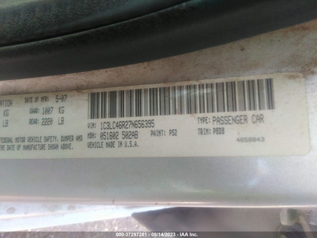 2007 CHRYSLER SEBRING SDN VIN: 1C3LC46R27N656395