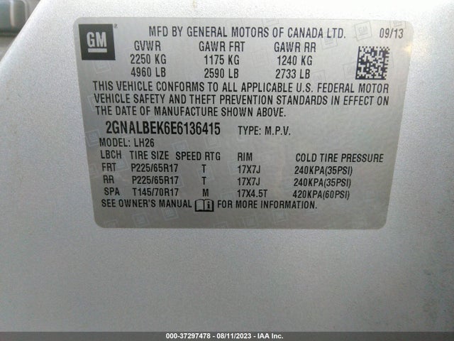 Chevrolet EQUINOX LT 2014 2GNALBEK6E6136415 Image 16
