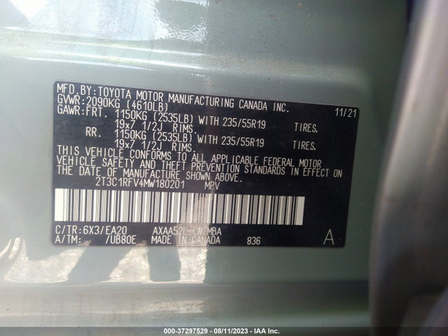 Toyota Rav4 Xle Premium 2021 2T3C1RFV4MW180201 Image 9