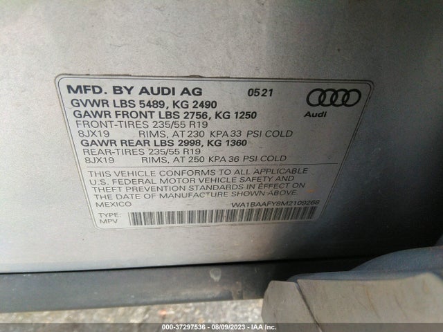 WA1BAAFY8M2109268 Audi Q5 Premium Plus