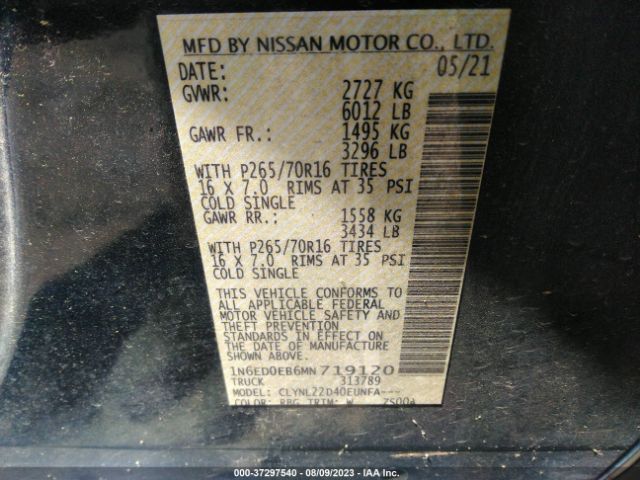 1N6ED0EB6MN719120 Nissan Frontier Sv