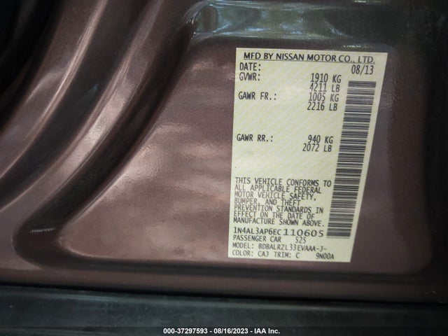 2014 NISSAN ALTIMA 2.5 S VIN: 1N4AL3AP6EC110605
