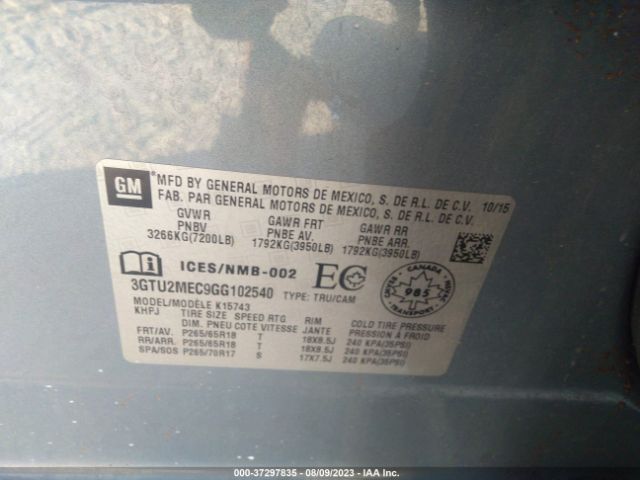 3GTU2MEC9GG102540 GMC Sierra 1500 Sle