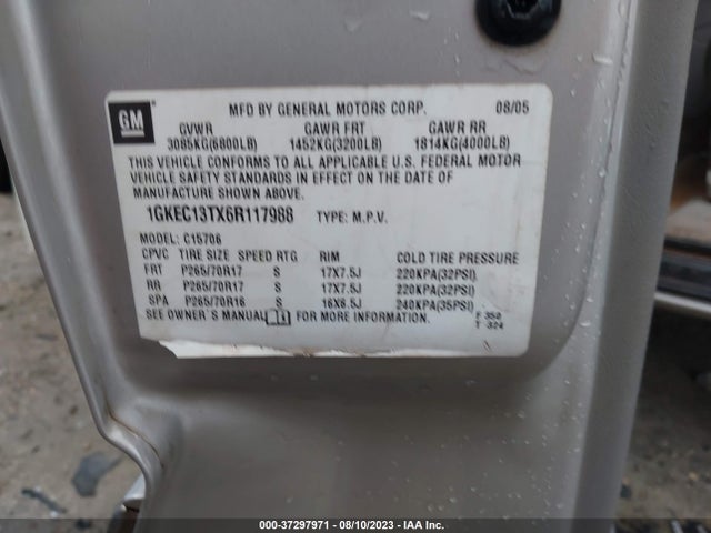 2006 GMC YUKON SLT VIN: 1GKEC13TX6R117988
