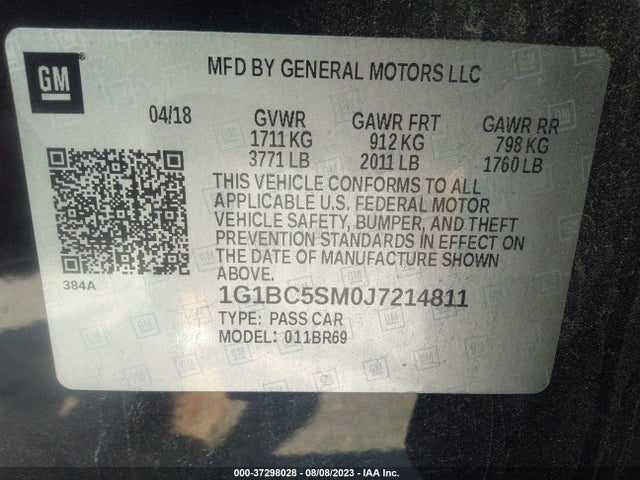 Chevrolet CRUZE LS 2018 1G1BC5SM0J7214811 Image 9