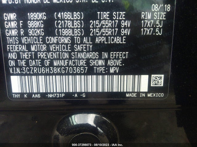 Honda HR-V LX 2019 3CZRU6H38KG703657 Image 9