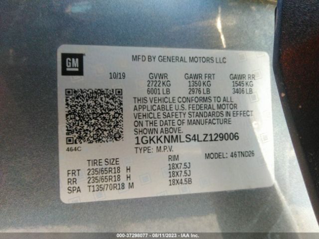 1GKKNMLS4LZ129006 GMC ACADIA SLT