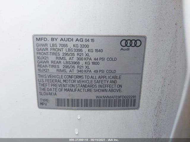 WA1WMAFE9FD022291 Audi Q7 3.0l Tdi Prestige
