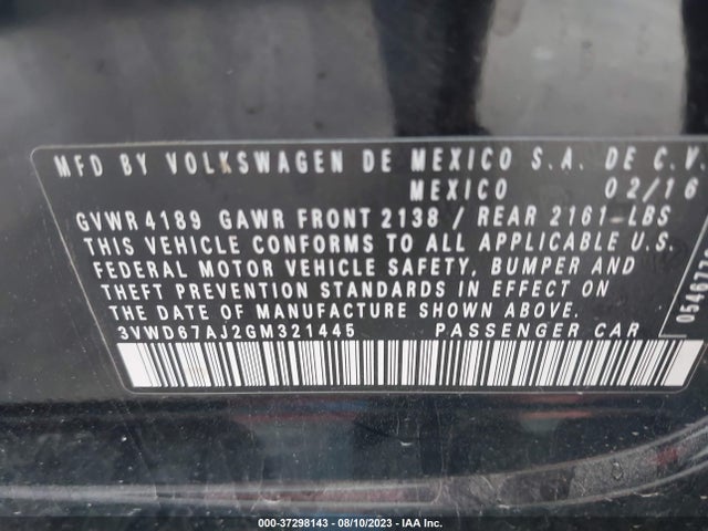 3VWD67AJ2GM321445 Volkswagen Jetta Sedan 1.4t Se