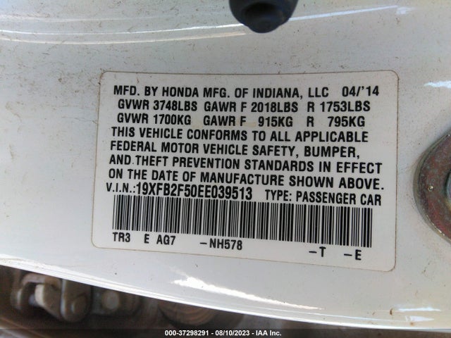 Honda Civic Lx 2014 19XFB2F50EE039513 Image 9