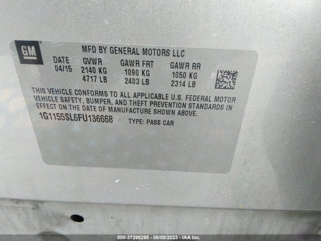 Chevrolet Impala 1lz 2015 1G1155SL6FU136668 Image 9
