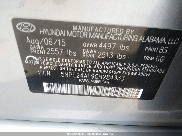 Hyundai Sonata 2.4l Se 2016 5NPE24AF9GH284333 Image 10