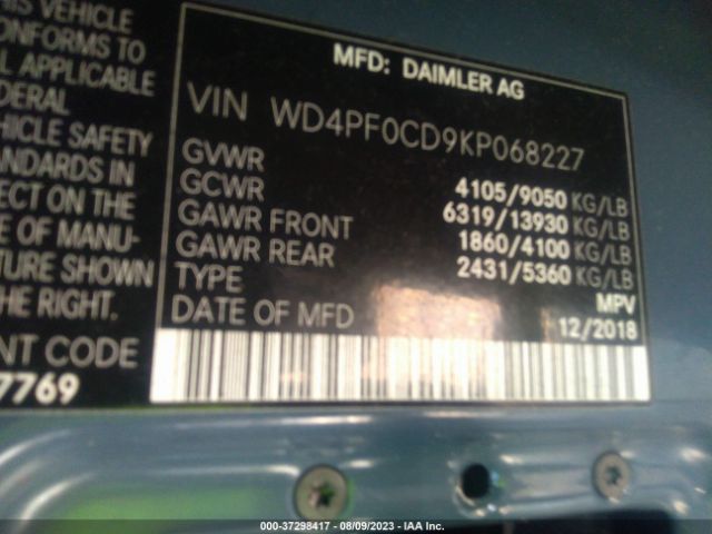 WD4PF0CD9KP068227 Mercedes-Benz SPRINTER VAN