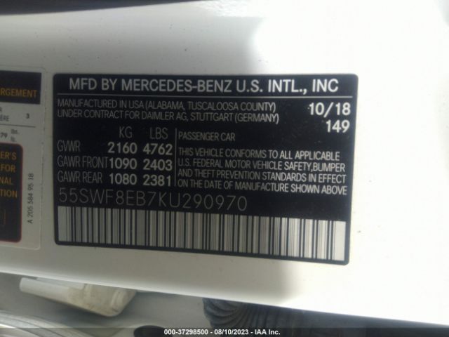 55SWF8EB7KU290970 Mercedes-Benz C-class C 300