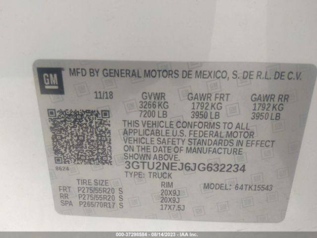 3GTU2NEJ6JG632234 GMC Sierra 1500 Slt