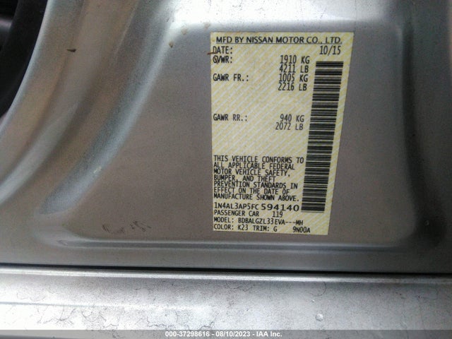 2015 NISSAN ALTIMA 2.5 S VIN: 1N4AL3AP5FC594140