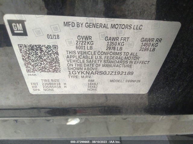 1GYKNARS0JZ192189 Cadillac Xt5 Fwd