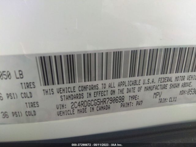 2C4RDGCG5HR790698 Dodge Grand Caravan Sxt