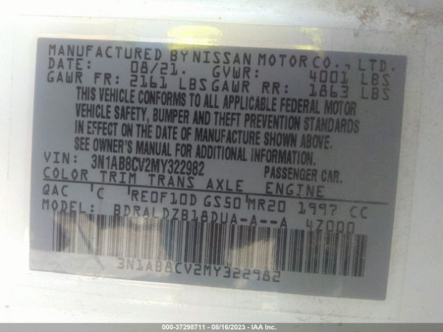 3N1AB8CV2MY322982 Nissan SENTRA SV