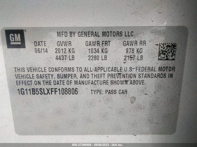 Chevrolet MALIBU LS 2015 1G11B5SLXFF108806 Image 9