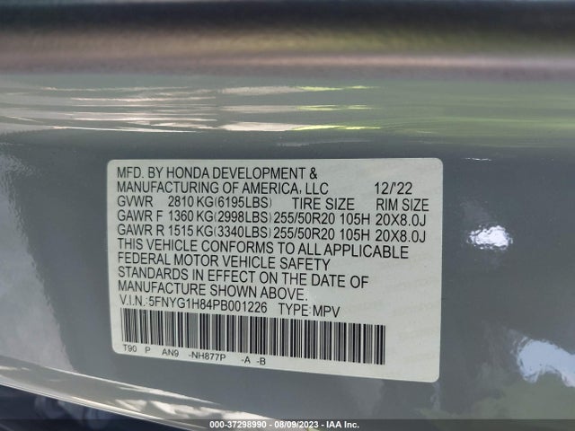 2023 Honda Pilot, VIN: 5FNYG1H84PB001226