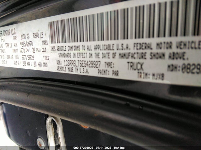 2014 RAM 1500 BIG HORN VIN: 1C6RR6LT6ES429927