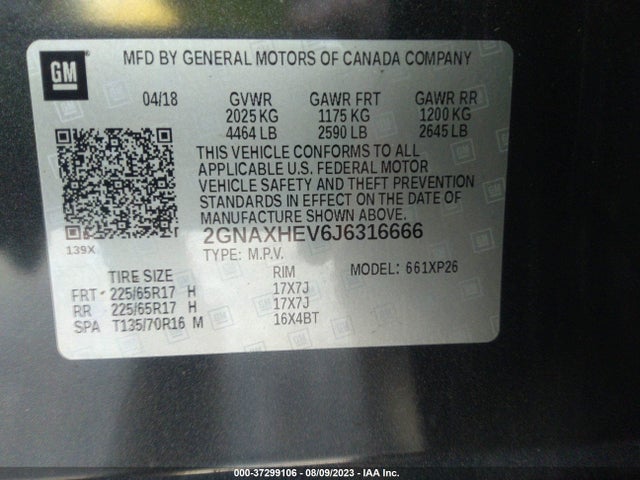 Chevrolet EQUINOX LS 2018 2GNAXHEV6J6316666 Image 9