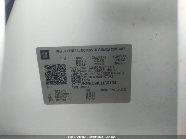 Chevrolet Silverado 1500 Ld Lt 2019 2GCVKPEC9K1166164 Image 9