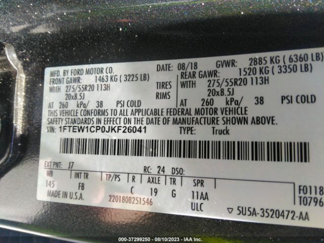 1FTEW1CP0JKF26041 Ford F-150 Xlt