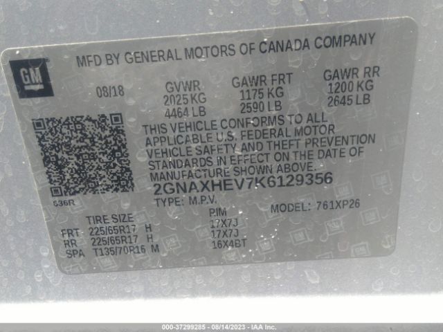 Chevrolet EQUINOX LS 2019 2GNAXHEV7K6129356 Image 9