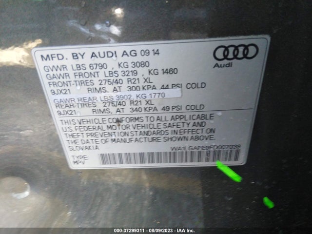 WA1LGAFE9FD007039 Audi Q7 3.0t Premium Plus