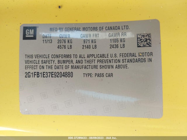 Chevrolet CAMARO LT 2014 2G1FB1E37E9204880 Image 9