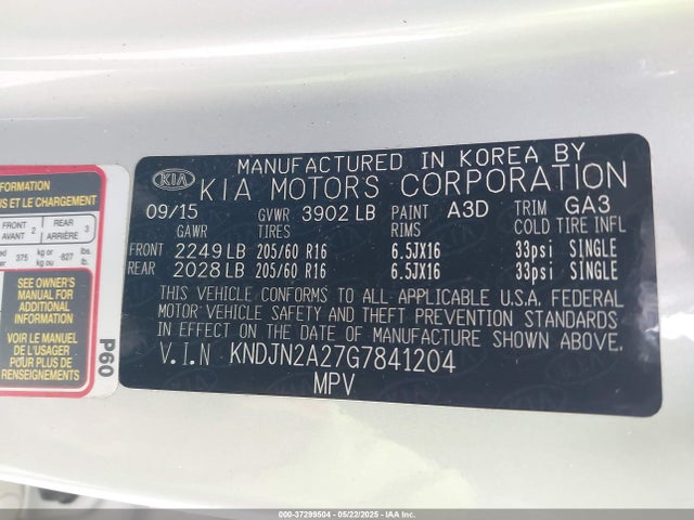 KIA gdi gamma 2016 KNDJN2A27G7841204 Image 9