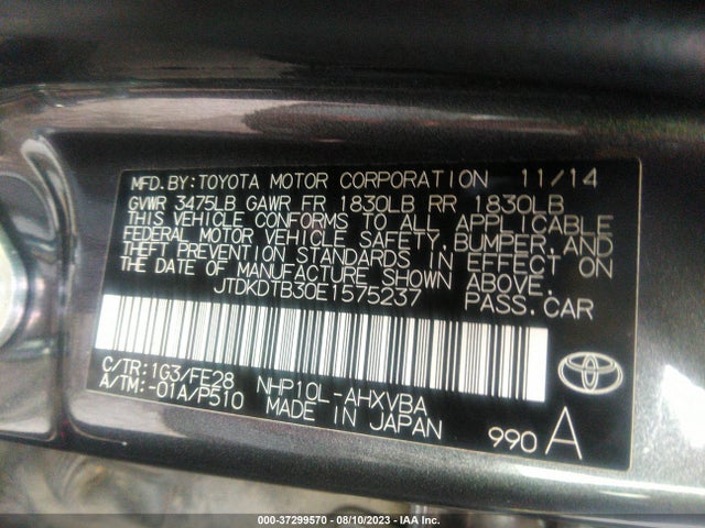 Toyota Prius C One/three/two/four 2014 JTDKDTB30E1575237 Image 9