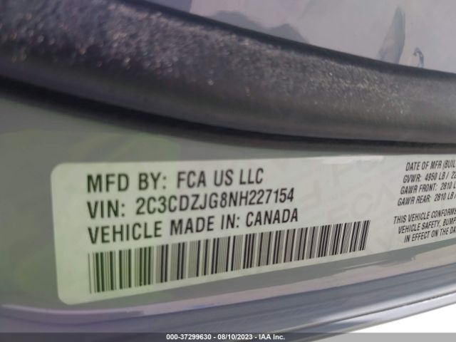 2C3CDZJG8NH227154 Dodge Challenger Gt