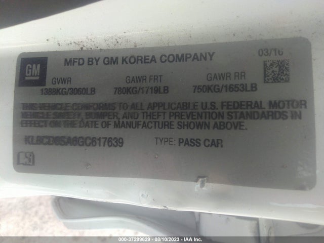 Chevrolet Spark Lt 2016 KL8CD6SA6GC617639 Image 9