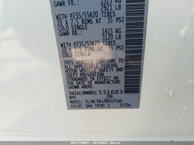 2014 INFINITI QX60 VIN: 5N1AL0MM8EC531683
