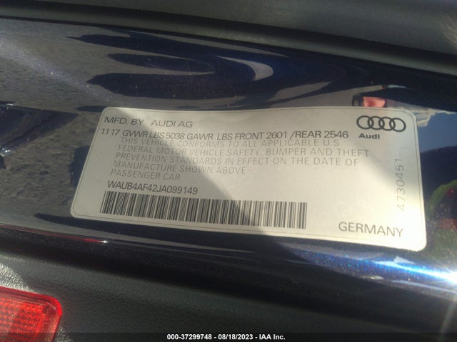 WAUB4AF42JA099149 Audi S4 Premium Plus