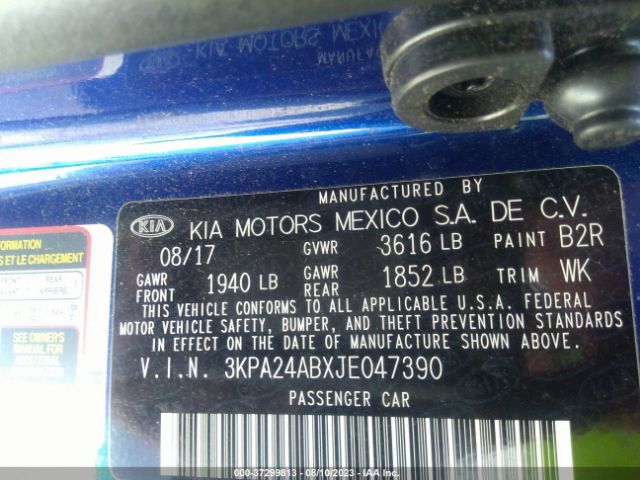 3KPA24ABXJE047390 KIA RIO S