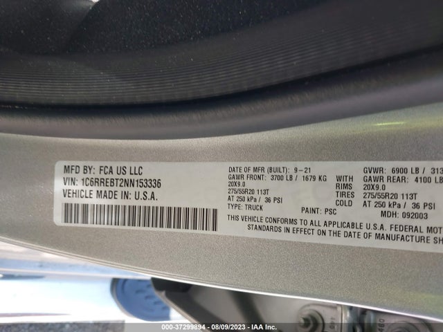 1C6RREBT2NN153336 RAM 1500 Lone Star