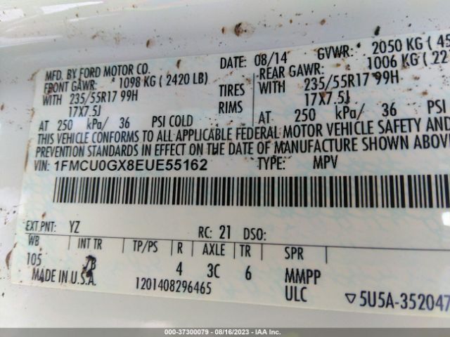 1FMCU0GX8EUE55162 Ford ESCAPE SE