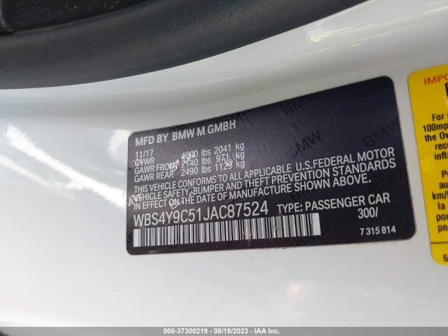 BMW M4 2018 WBS4Y9C51JAC87524 Image 9