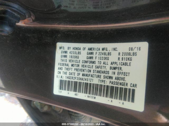 1HGCR2F35HA045121 Honda Accord Sedan Lx