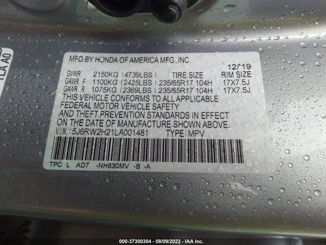Honda CR-V LX 2020 5J6RW2H21LA001481 Image 9