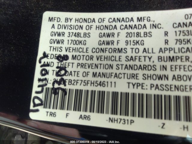 2HGFB2F75FH546111 Honda CIVIC SE